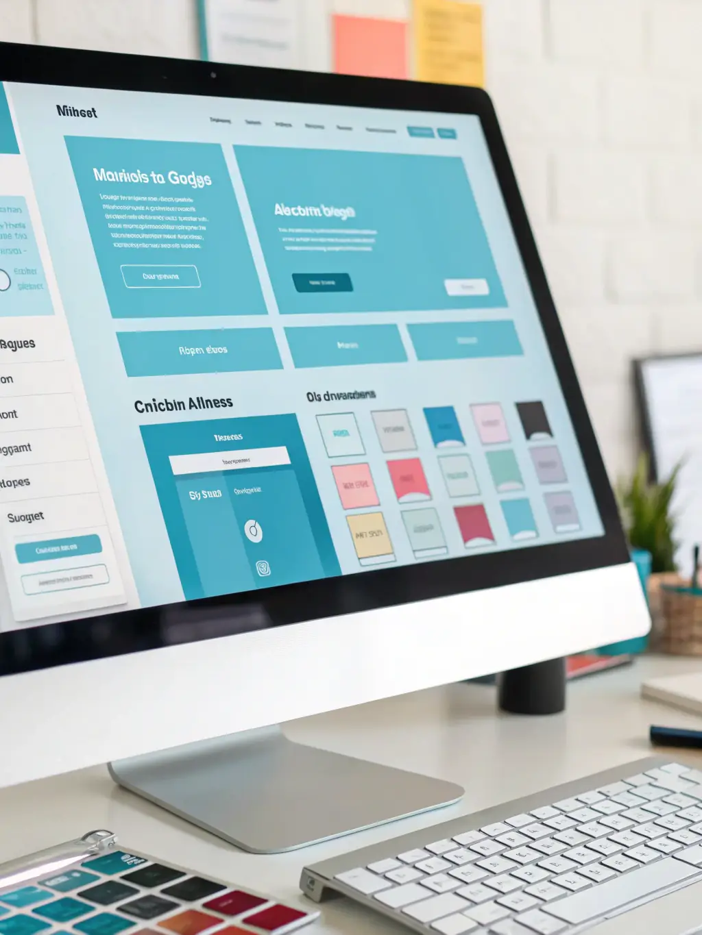 A vibrant, modern interface of VibeBuilder showcasing a drag-and-drop website editor with AI-suggested layouts and content.
