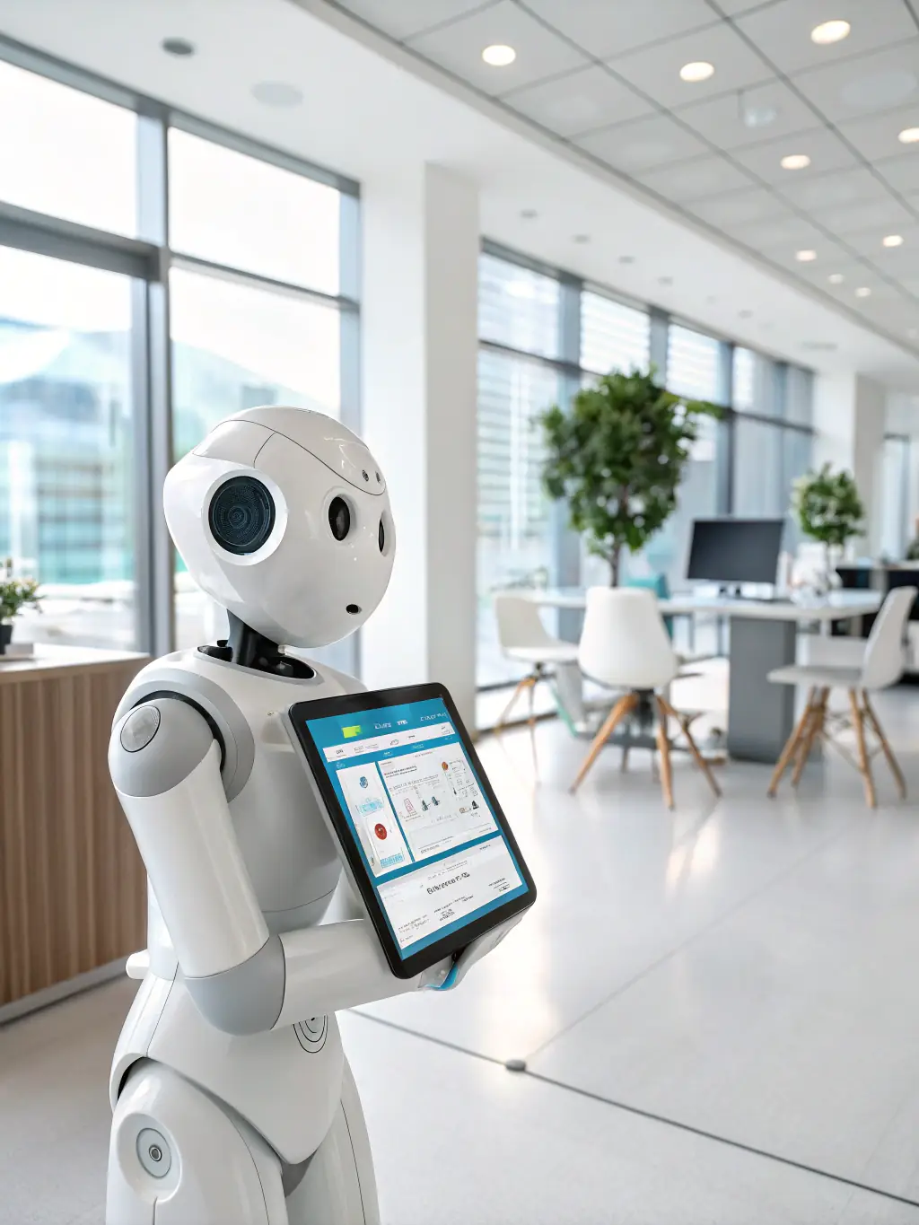 An illustration of AI agents managing customer inquiries, scheduling, and data entry on a digital dashboard.